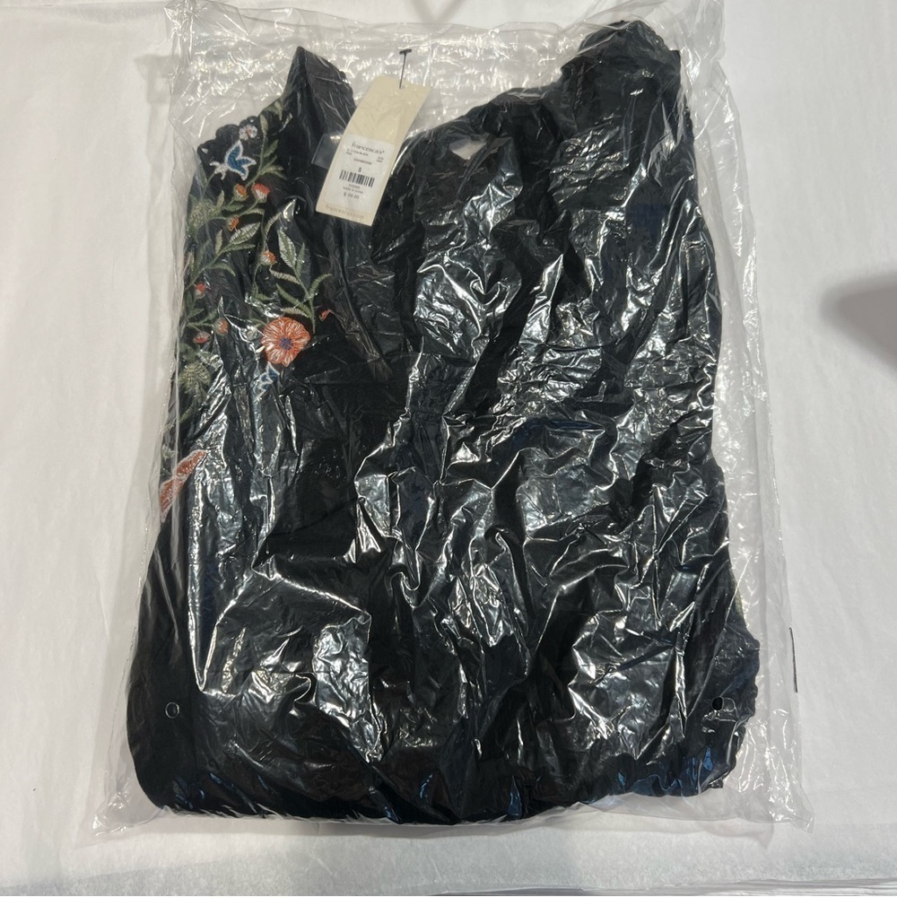Francescas Black Embroidered Floral Mini Dress - Picture 5 of 6